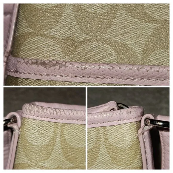 Coach F34938 Coated Canvas Signature File Khaki/Pink Crossbody Bag - Picture 9 of 16